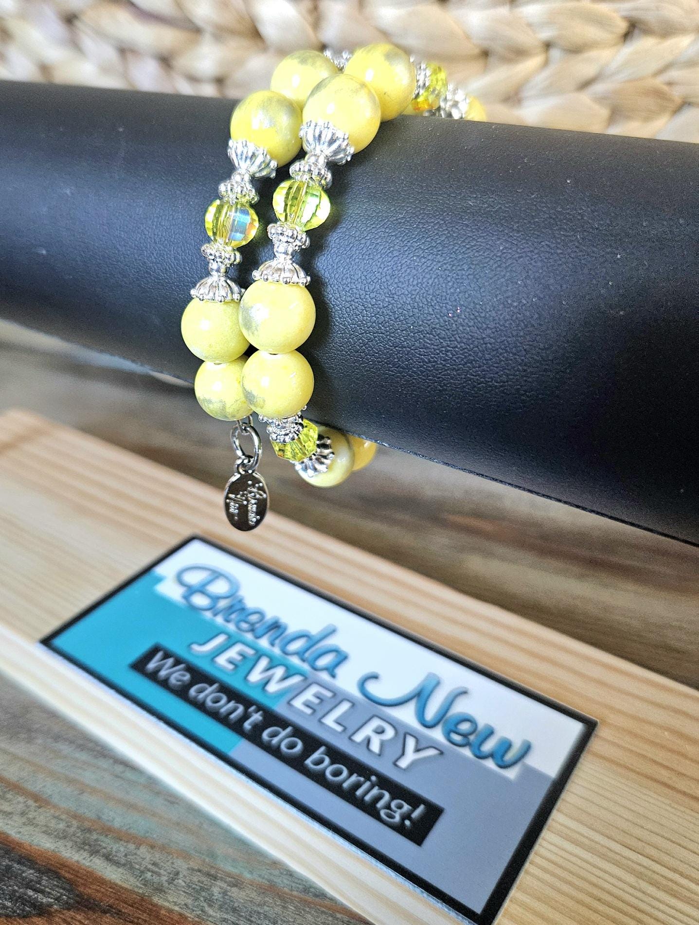 Yellow Beaded Gemstone Bracelet Jade Jewelry Crystal Silver Lemon Sun Spring Summer Beach Cruise Handmade Memory Wire Wrap Cuff Bangle Gift
