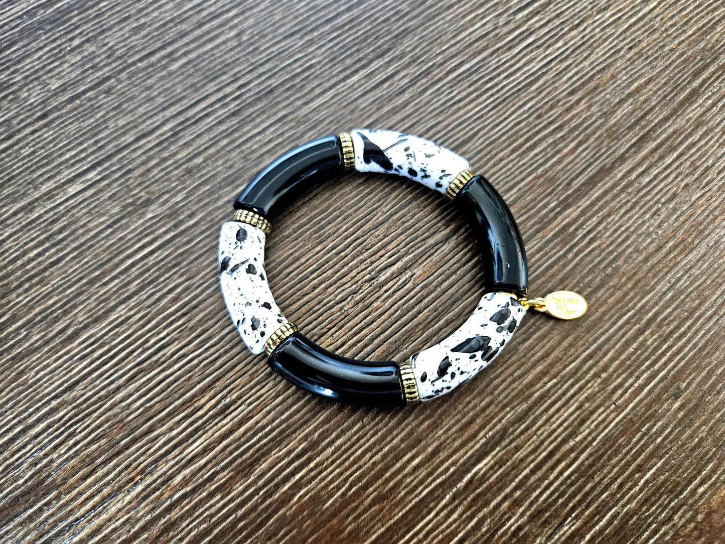 Cabana Beaded Bracelet Stretch Statement Jewelry Beach Cruise Travel Vacation Black White Gold Women's Gift