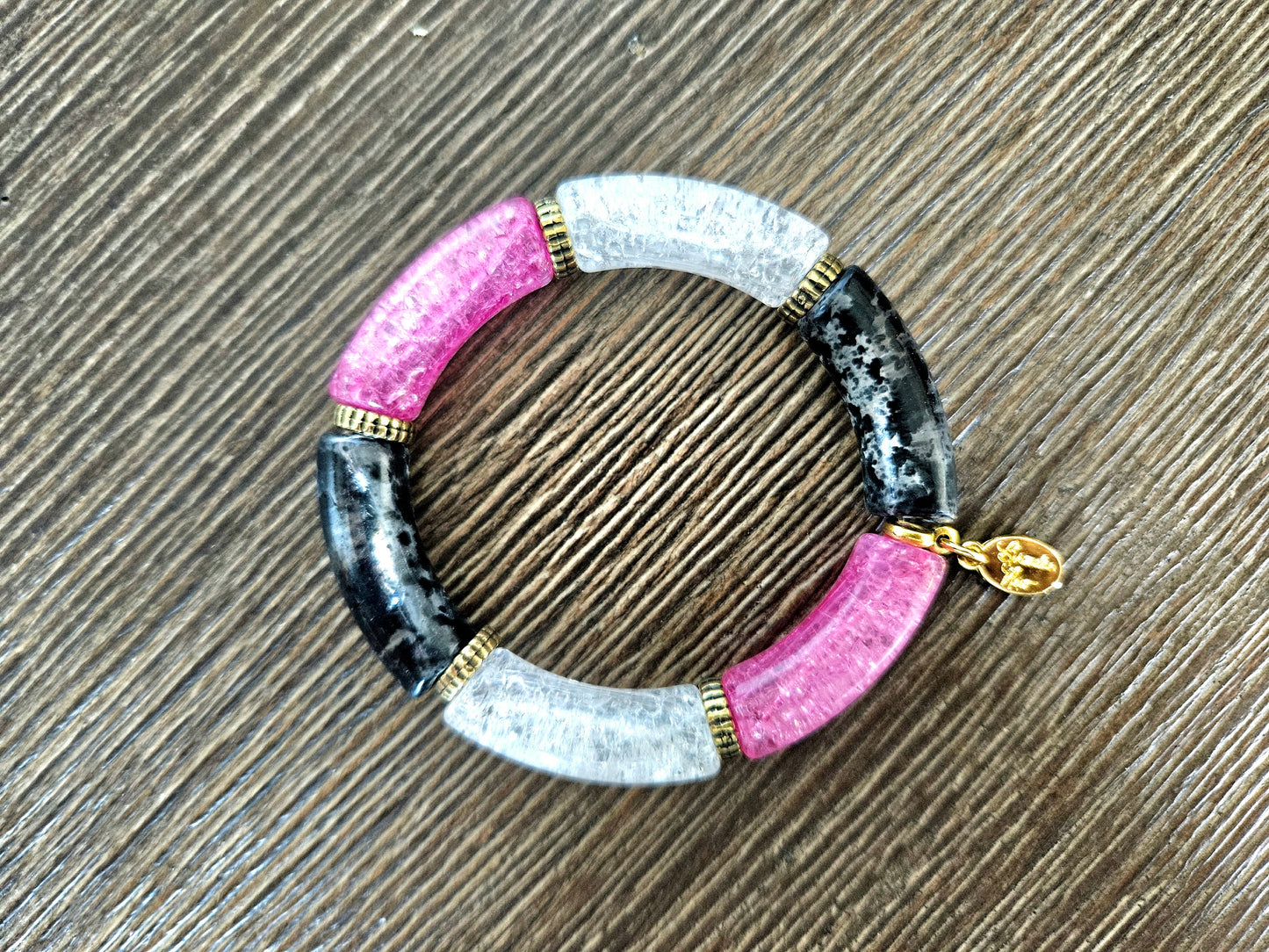 Cabana Stretch Bracelet Beaded Statement Pink Red Orange Jewelry Party Evening Holiday Funky Boho Women's Gift