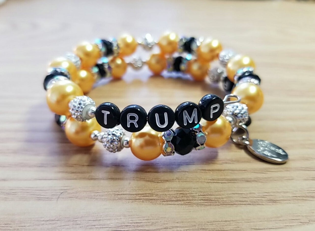 Trump Bracelet, Trump Letter Bracelet, President Trump Bracelet, Gold Trump Bracelet, Trump MAGA Bracelet, Republican Bracelet