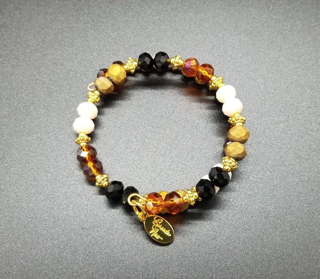 Animal Print Bracelet Jewelry Leopard Silver Black Brown Beaded Handmade Wrap Cuff Bangle Women's Gift For Her