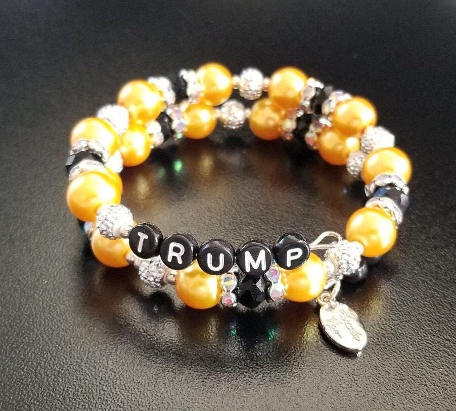 Trump Bracelet, Trump Letter Bracelet, President Trump Bracelet, Gold Trump Bracelet, Trump MAGA Bracelet, Republican Bracelet