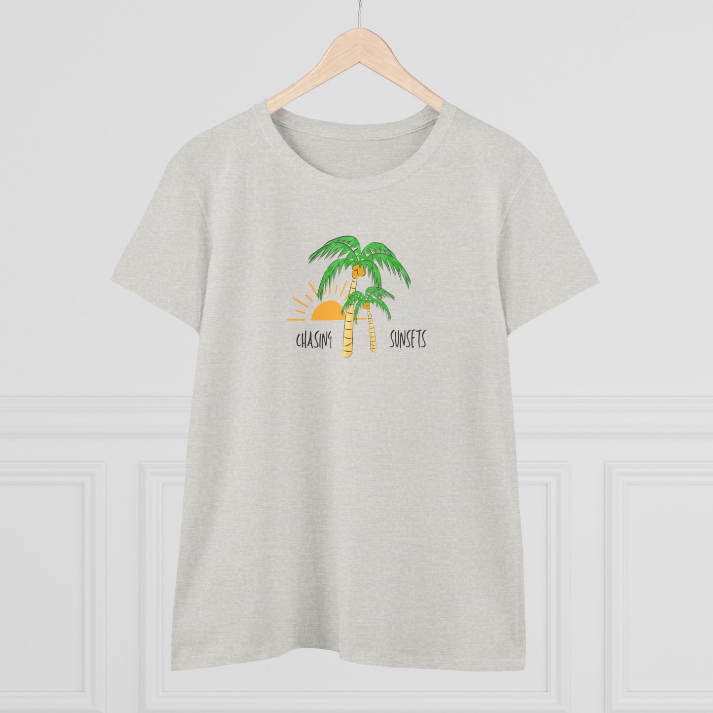 Beach Graphic Tee - Chasing Sunsets and Palm Trees Women's T-Shirt
