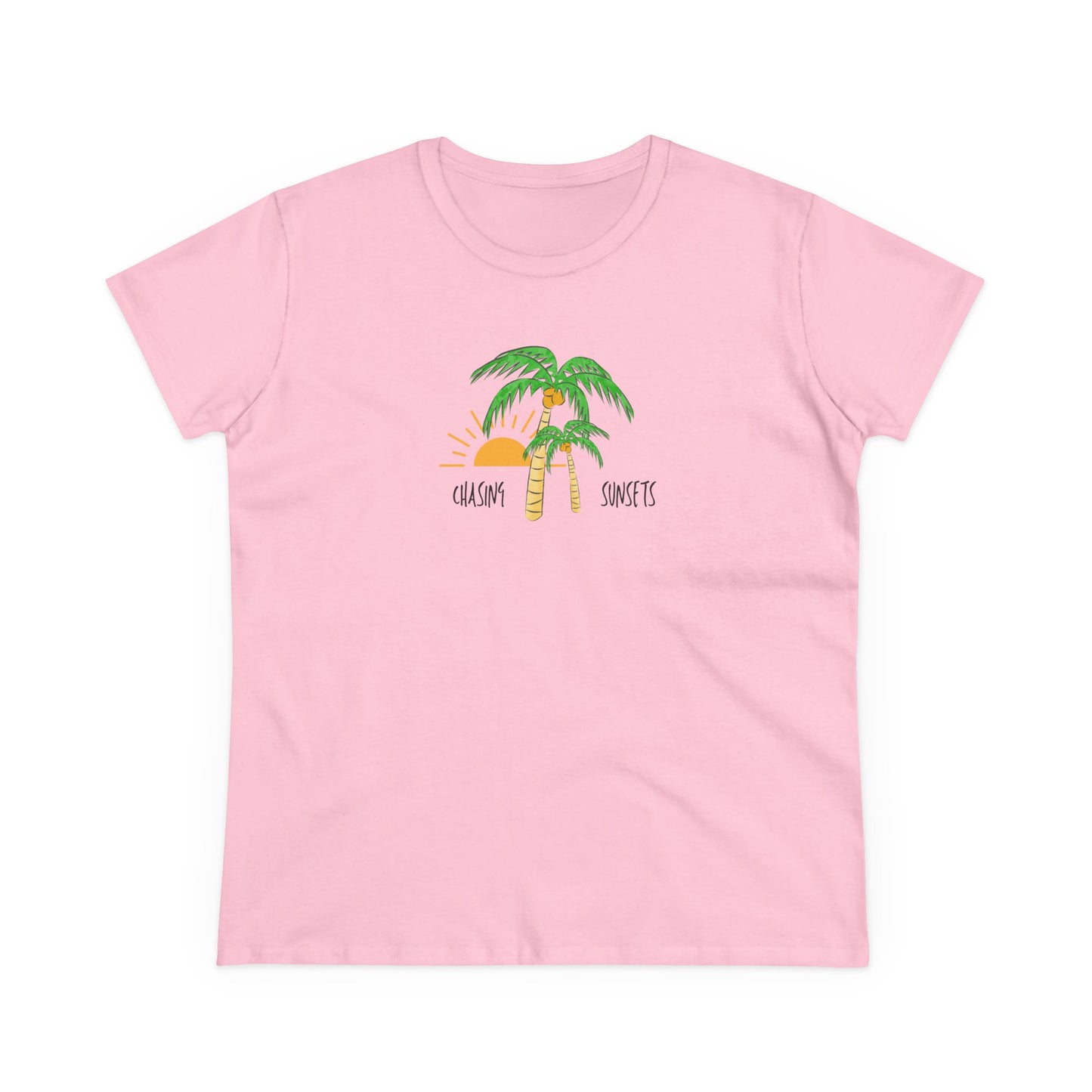 Beach Graphic Tee - Chasing Sunsets and Palm Trees Women's T-Shirt