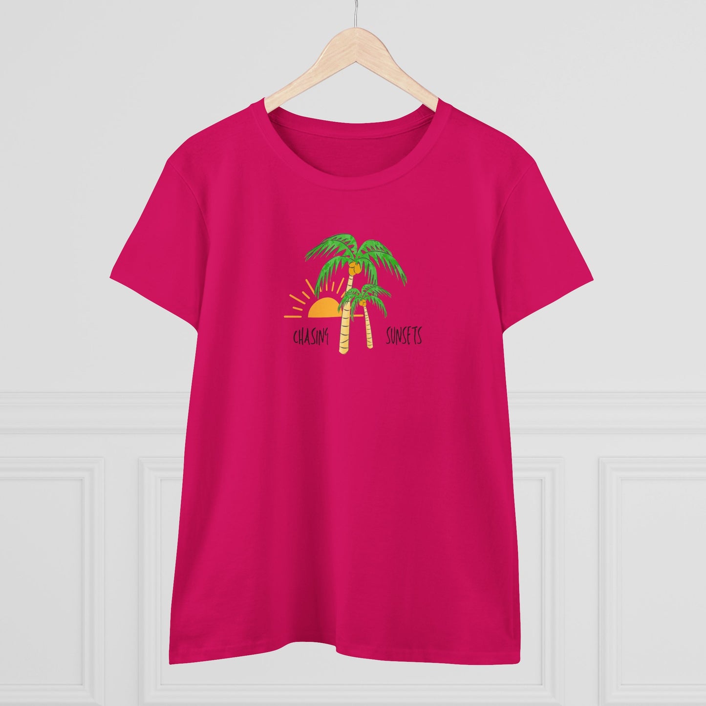 Beach Graphic Tee - Chasing Sunsets and Palm Trees Women's T-Shirt