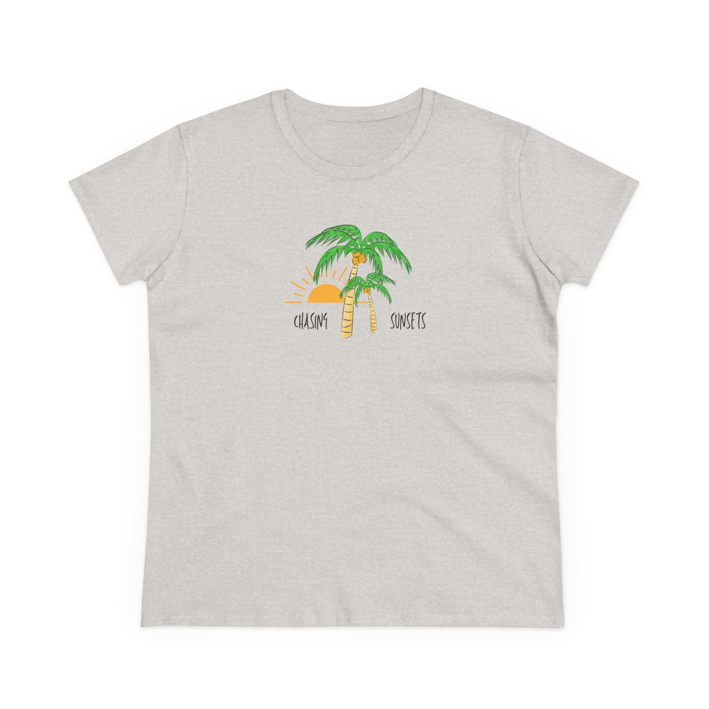 Beach Graphic Tee - Chasing Sunsets and Palm Trees Women's T-Shirt
