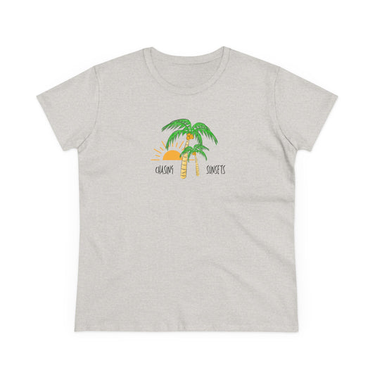 Beach Graphic Tee - Chasing Sunsets and Palm Trees Women's T-Shirt