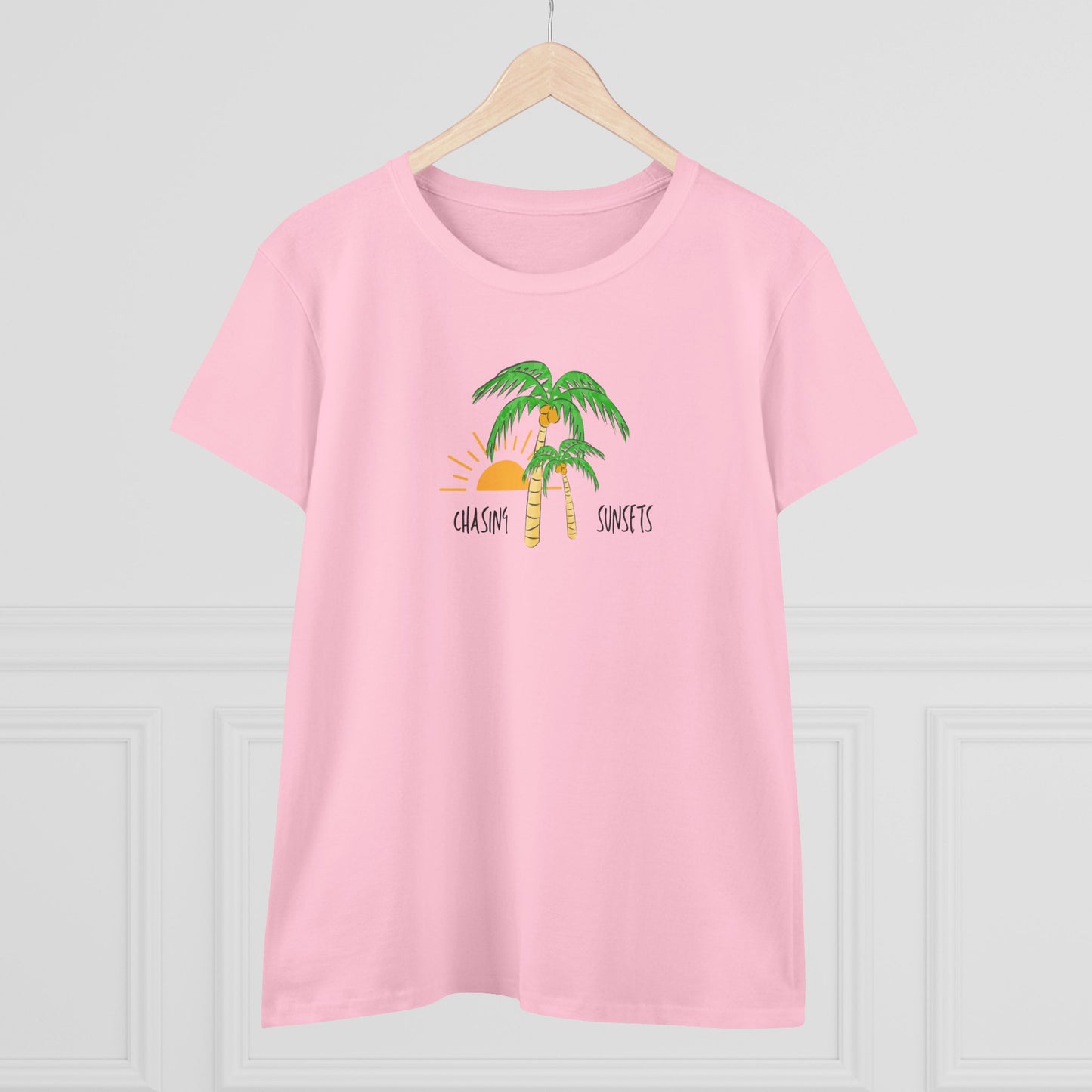 Beach Graphic Tee - Chasing Sunsets and Palm Trees Women's T-Shirt