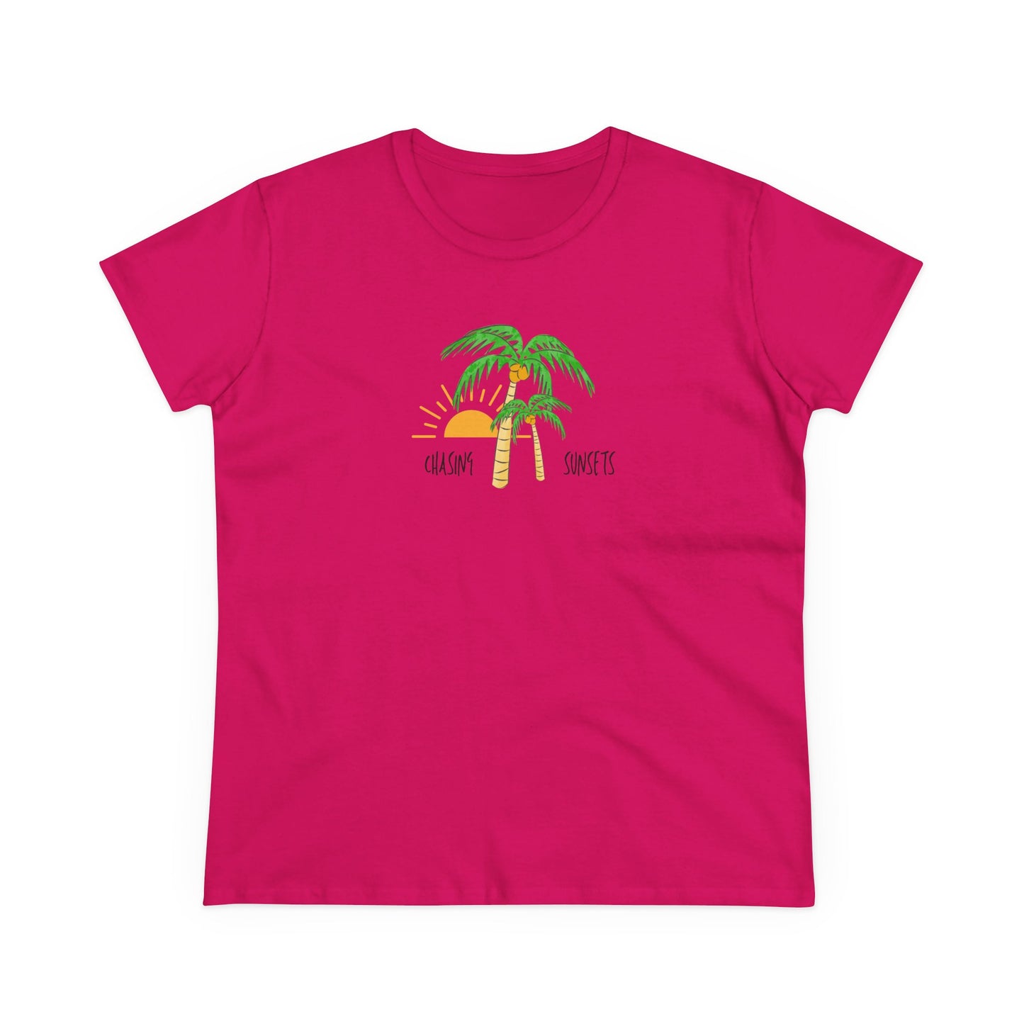Beach Graphic Tee - Chasing Sunsets and Palm Trees Women's T-Shirt