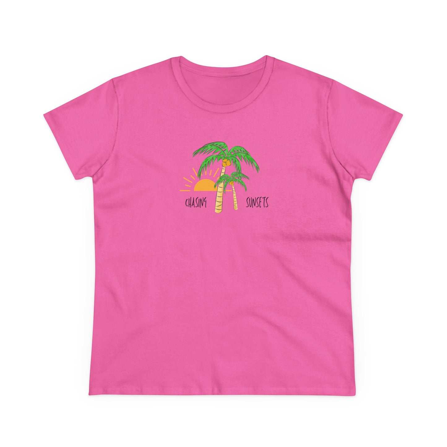 Beach Graphic Tee - Chasing Sunsets and Palm Trees Women's T-Shirt