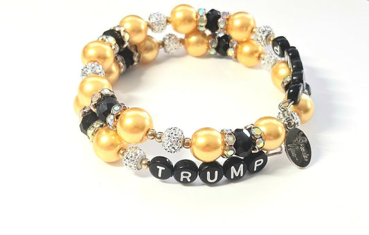 Trump Bracelet, Trump Letter Bracelet, President Trump Bracelet, Gold Trump Bracelet, Trump MAGA Bracelet, Republican Bracelet