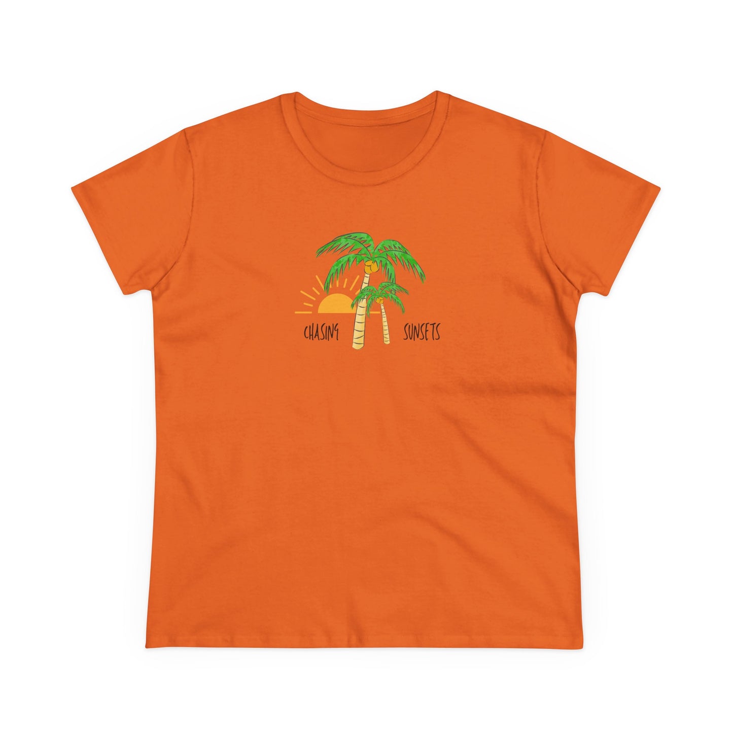 Beach Graphic Tee - Chasing Sunsets and Palm Trees Women's T-Shirt